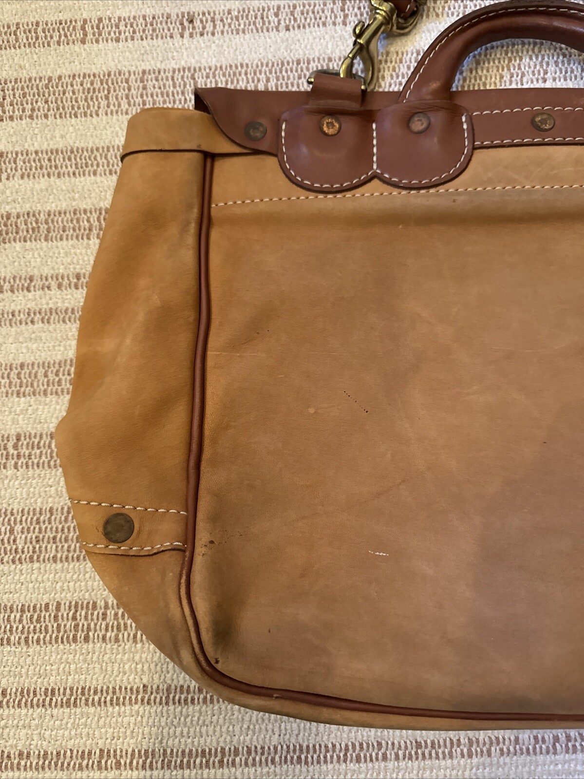 McGuire Nicholas Two Tone Leather Messenger Bag VGUC