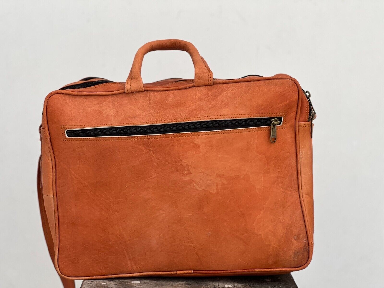 Vintage Smooth Leather Briefcase Laptop Attache Messenger Shoulder Portfolio Bag