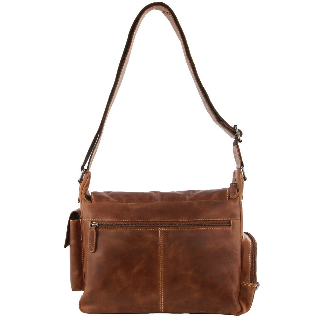 Billy The Kid Men’s Genuine Leather Messenger Bag in Cognac