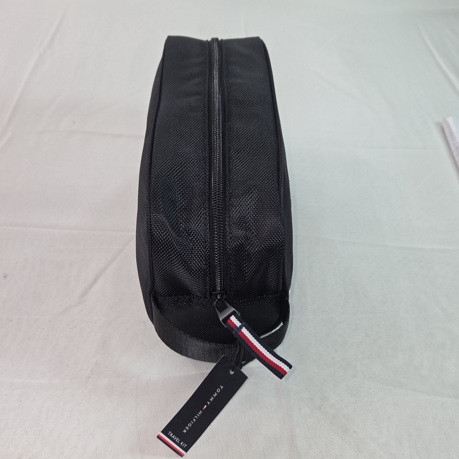 NWT Tommy Hilfiger Black Red/white Stripe Travel Toiletry Bag. Unisex