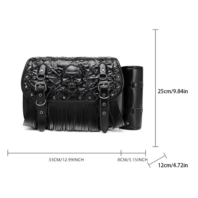 Motorcycle PU Leather Bag Side Tail Luggage Tool Pouch Saddlebag Waterproof