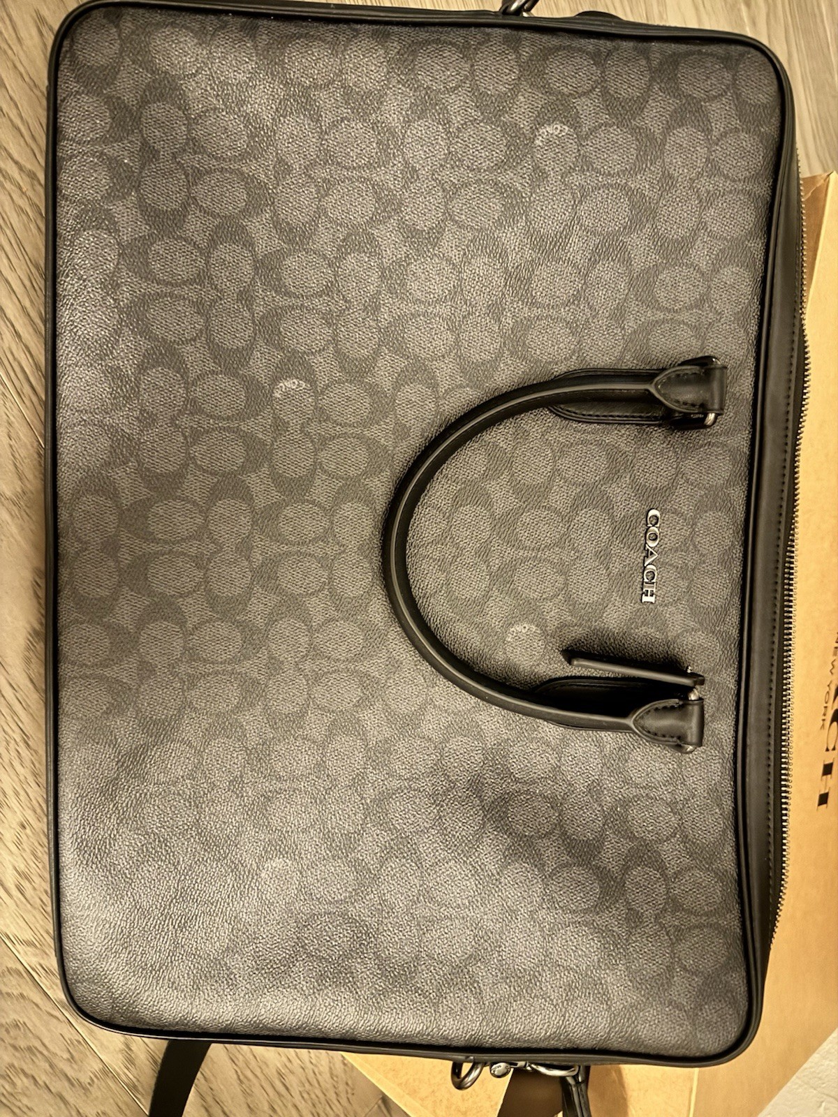 Coach Men’s Briefcase Ethan Large Brief In Signature Canvas Black Gray