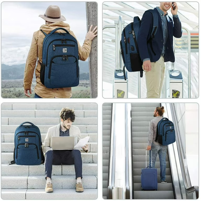 Bruno Cavalli Laptop USB Charging Backpack Blue Fairly used (damaged cupholder)