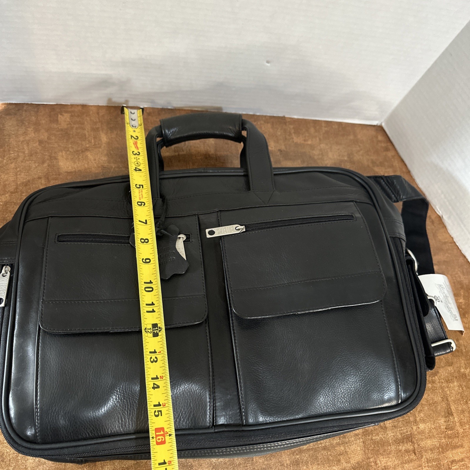 NEW Vintage Bill Blass Black Leather Expandable Briefcase Laptop Bag Satchel
