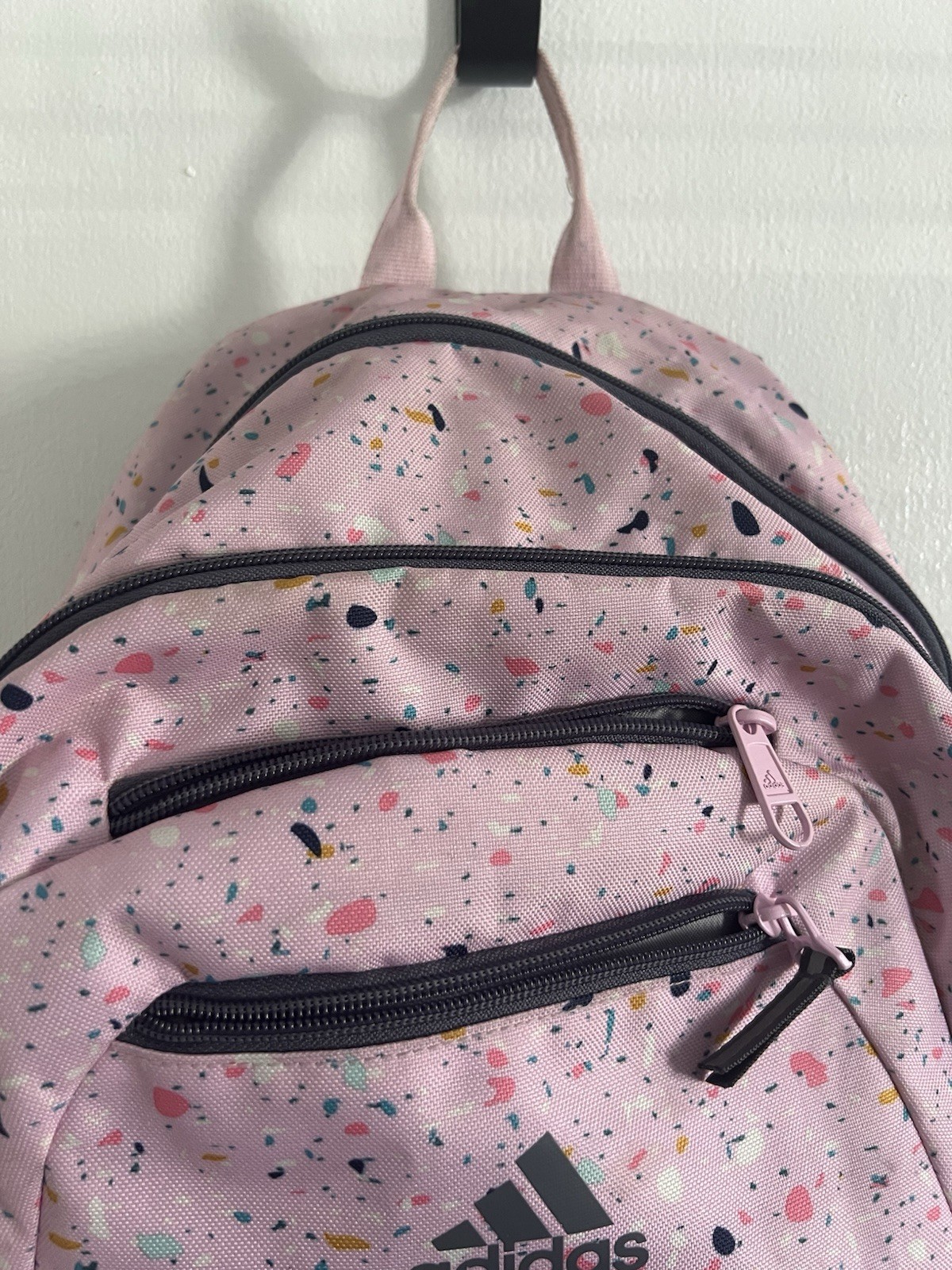 Adidas Grey Multicolor Zipper Backpack For School Travel Work With Bottle Pocket