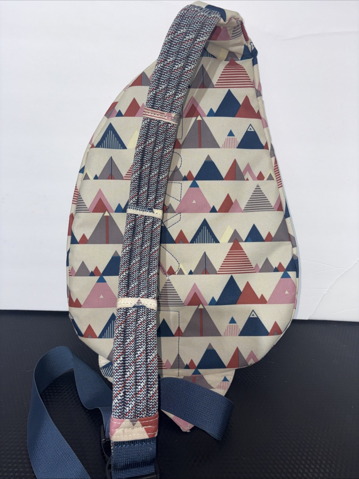 KAVU Sling Backpack Tribal Print Cotton Rope Strap Blue Red White