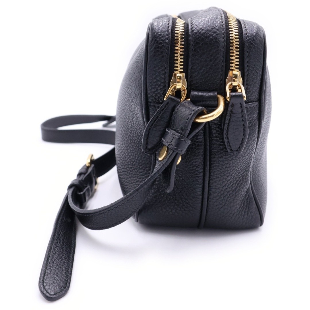 PRADA VITELLO Phoenix Shoulder Bag Black Leather 1BH079 Gold Hardware Used cfe8b