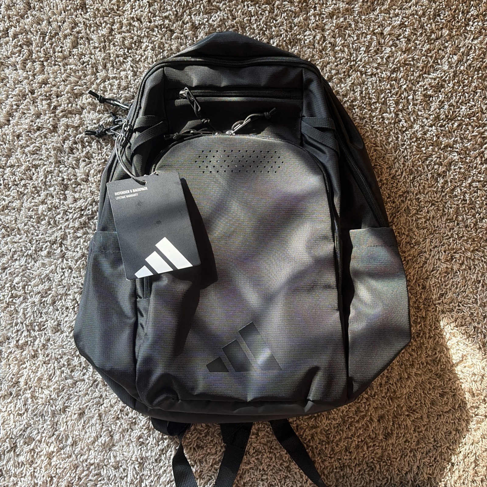 Adidas Black Defender 5 Backpack Laptop Gym School Bag New
