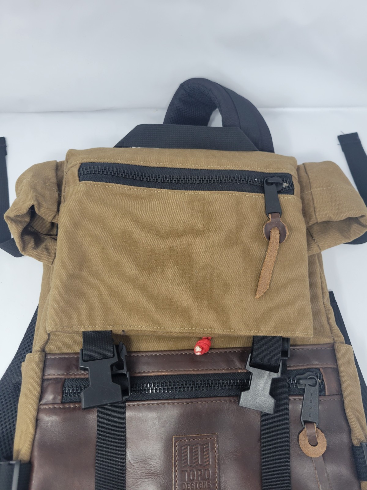 Topo Designs Rover Pack Heritage Dark Khaki Canvas / Dark Brown Leather Adult