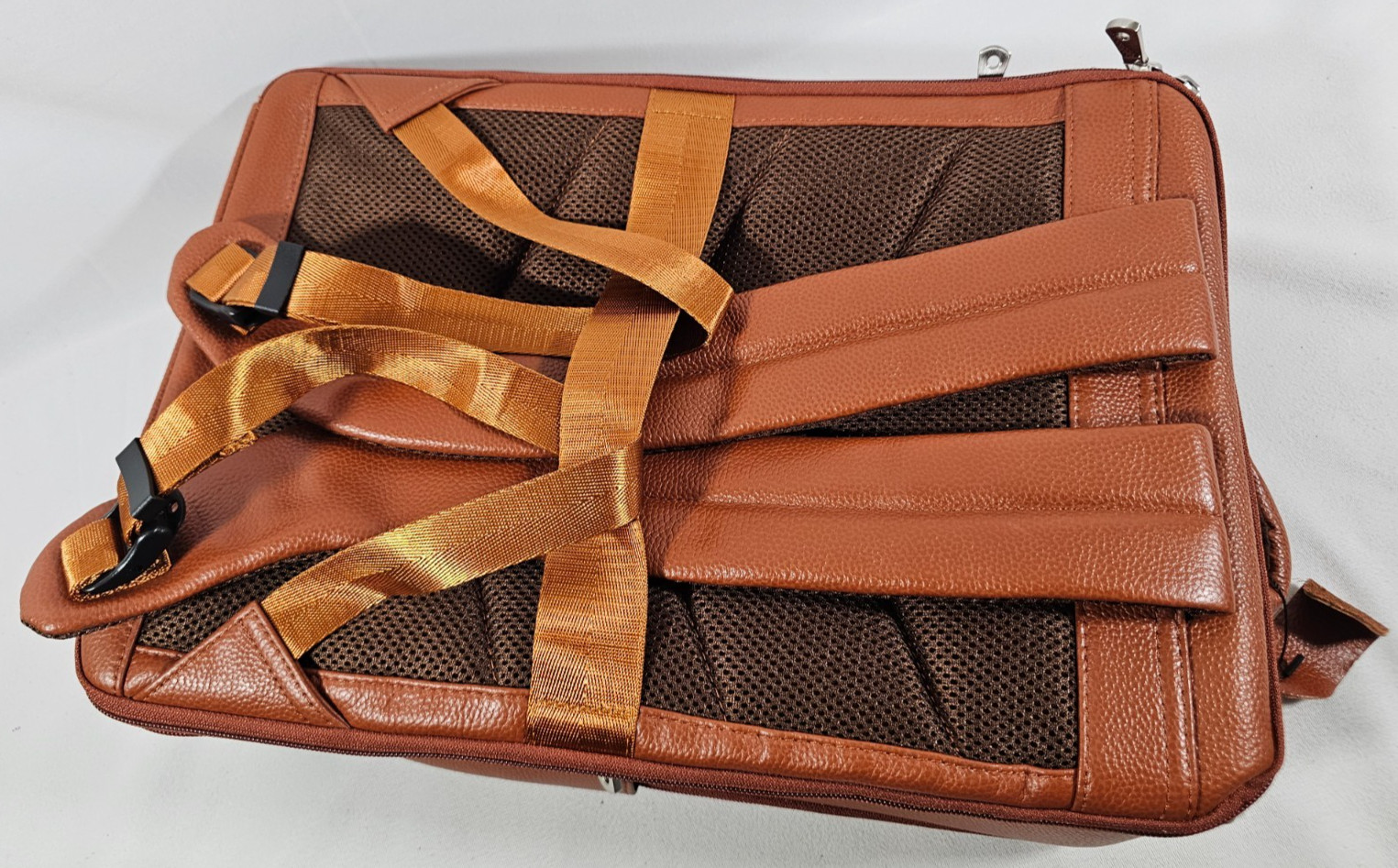 Leather Backpack 15.6″ Laptop Sleeve for Men Women TSA Friendly Travel Brown