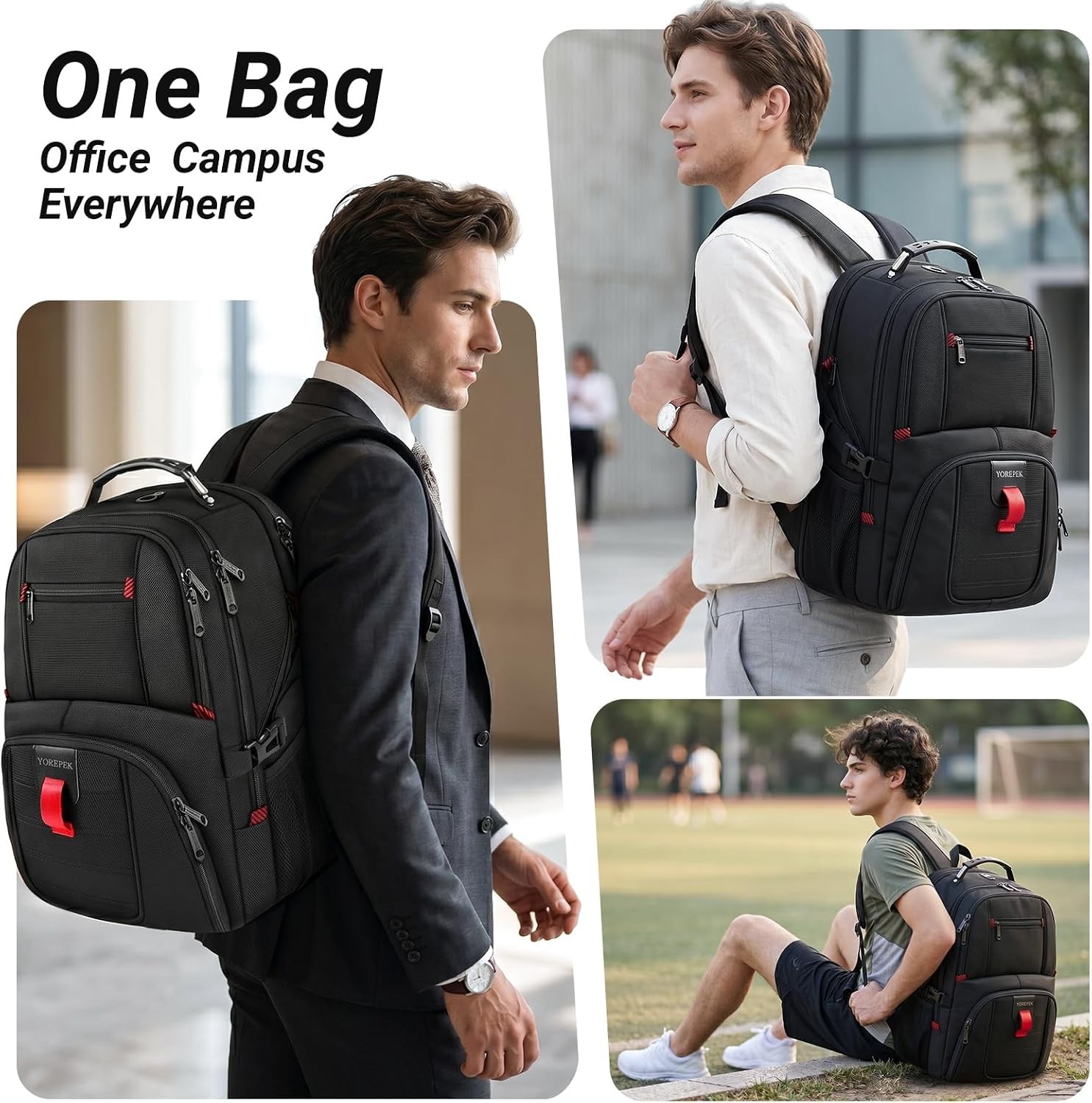 YOREPEK Large Laptop Backpack for Men, Heavy Duty Travel Backpack Carry On Fligh