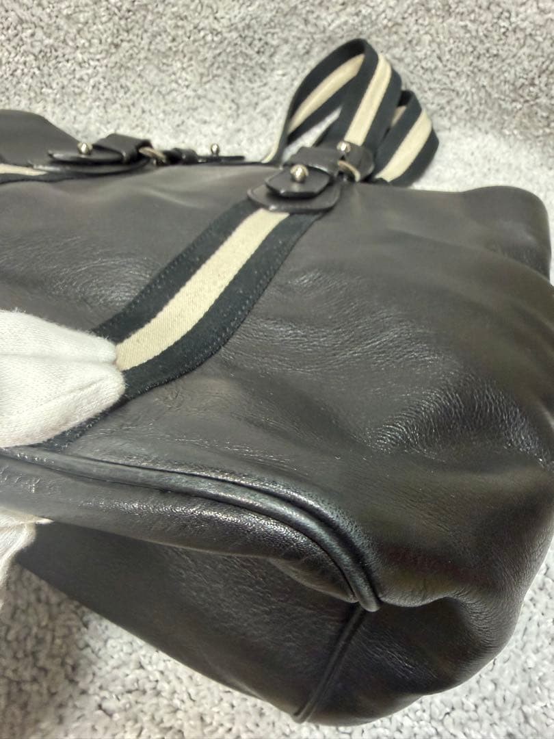 BALLY Tote Bag Handbag Leather Black Designer Spacious Iconic 34x28x17cm