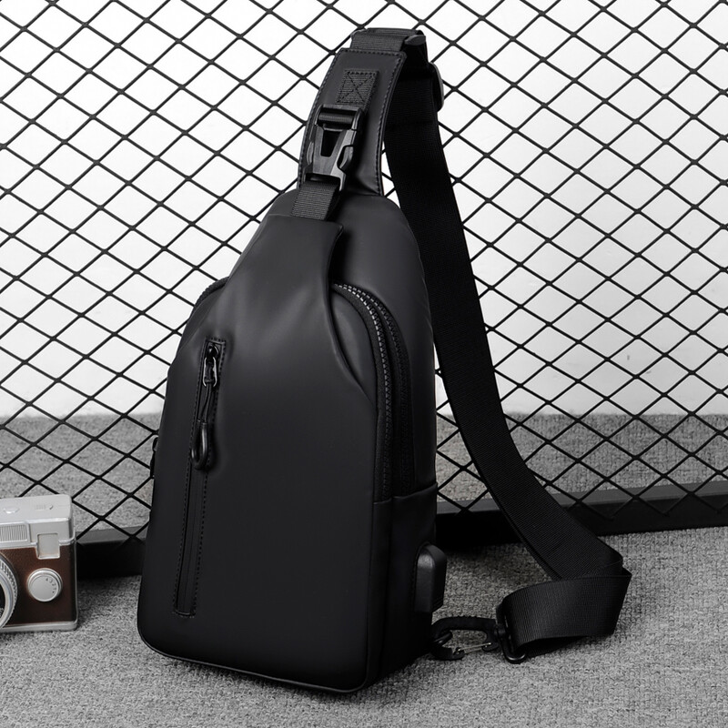 Men’s Sling Backpack Waterproof Anti-theft Shoulder Crossbody Bag Chest USB Port