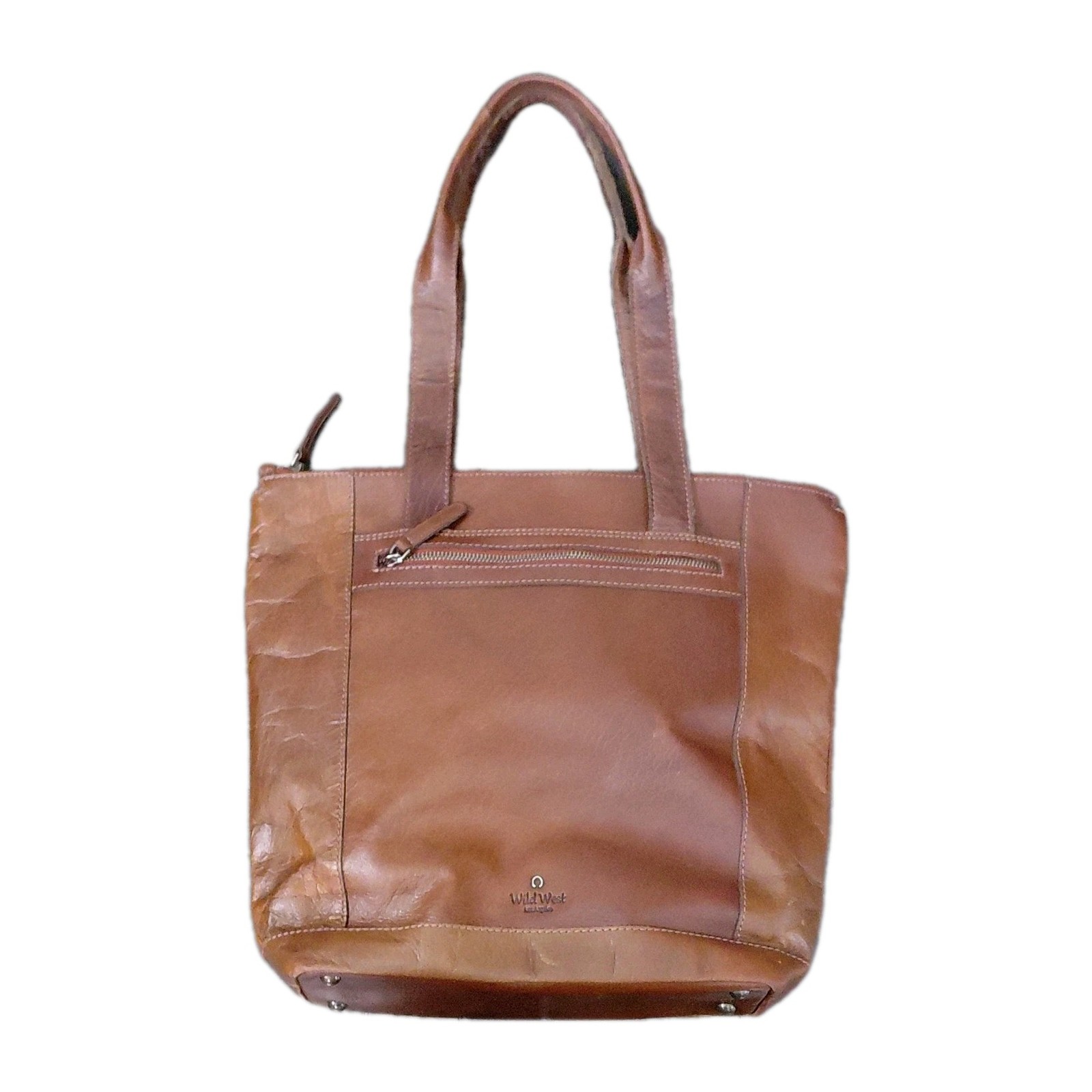 Wild West Los Angeles Brown Large Tote Bag Zip Closure Pockets Boho Indie