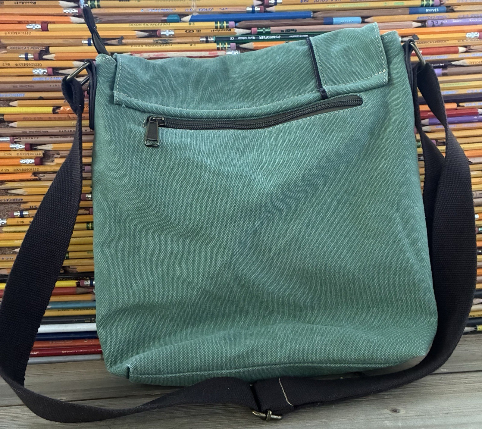 Triple Tree Canvas Messenger Bag Army Green, Cross Body Adjustable