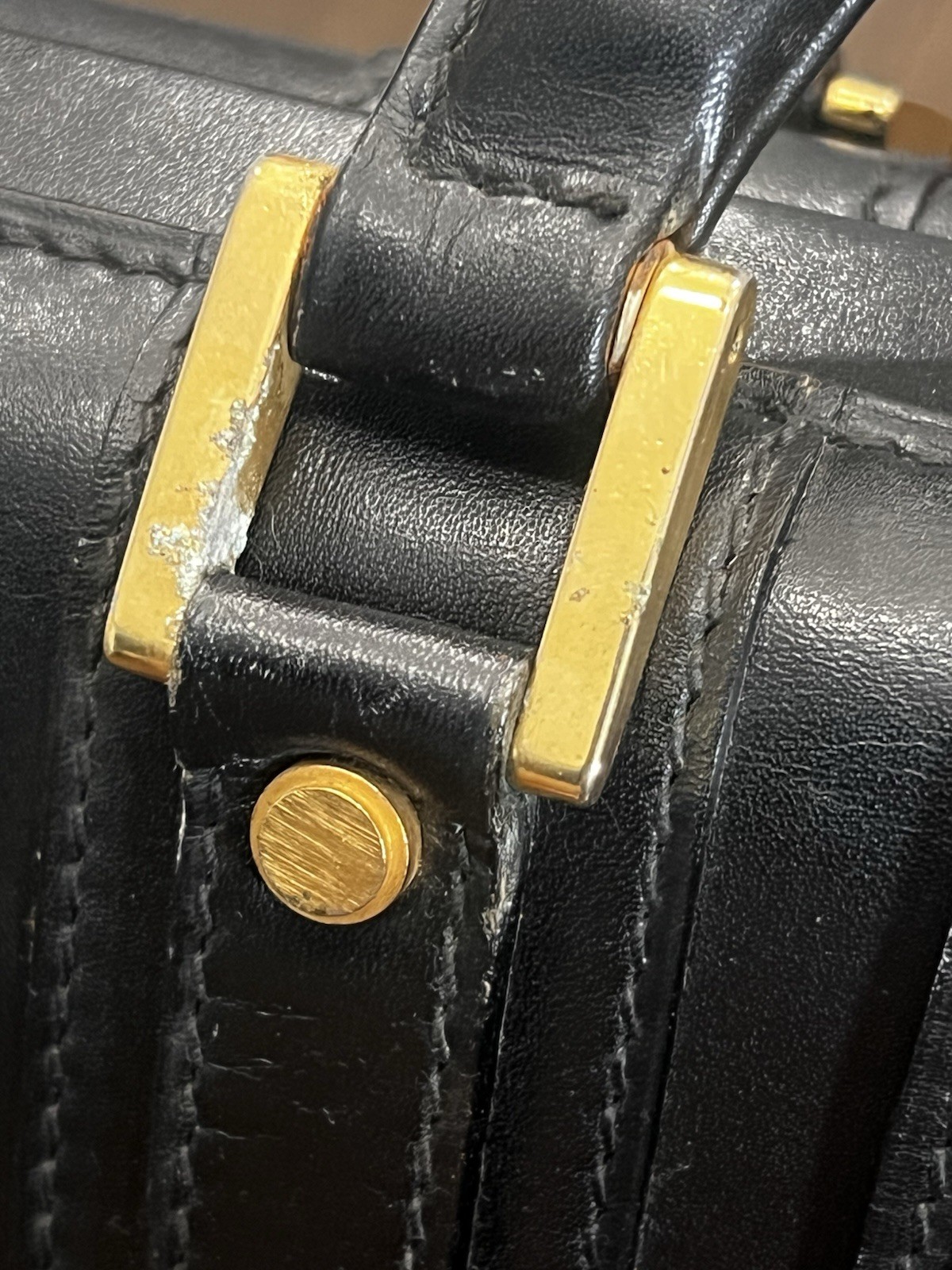 Le Sac Black Leather Briefcase Doctor Bag Made In Italy, Vintage