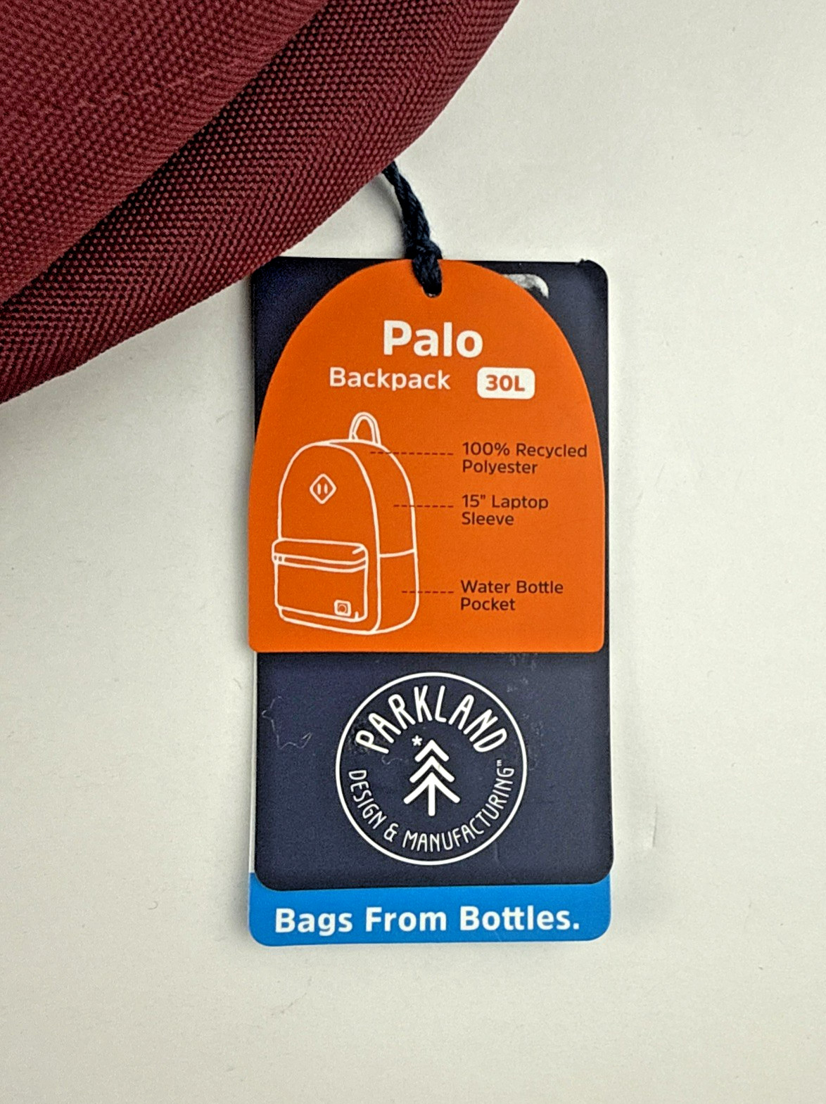 NEW Parkland Meadow Plus 30L Backpack Maroon Burgundy 15″ Laptop Bottle Holder