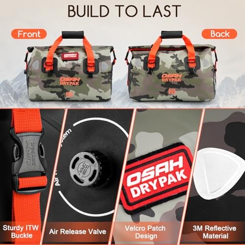 Waterproof Duffel Bag – Motorcycle Dry Bag Tail Bag with Large 60L Camouflage