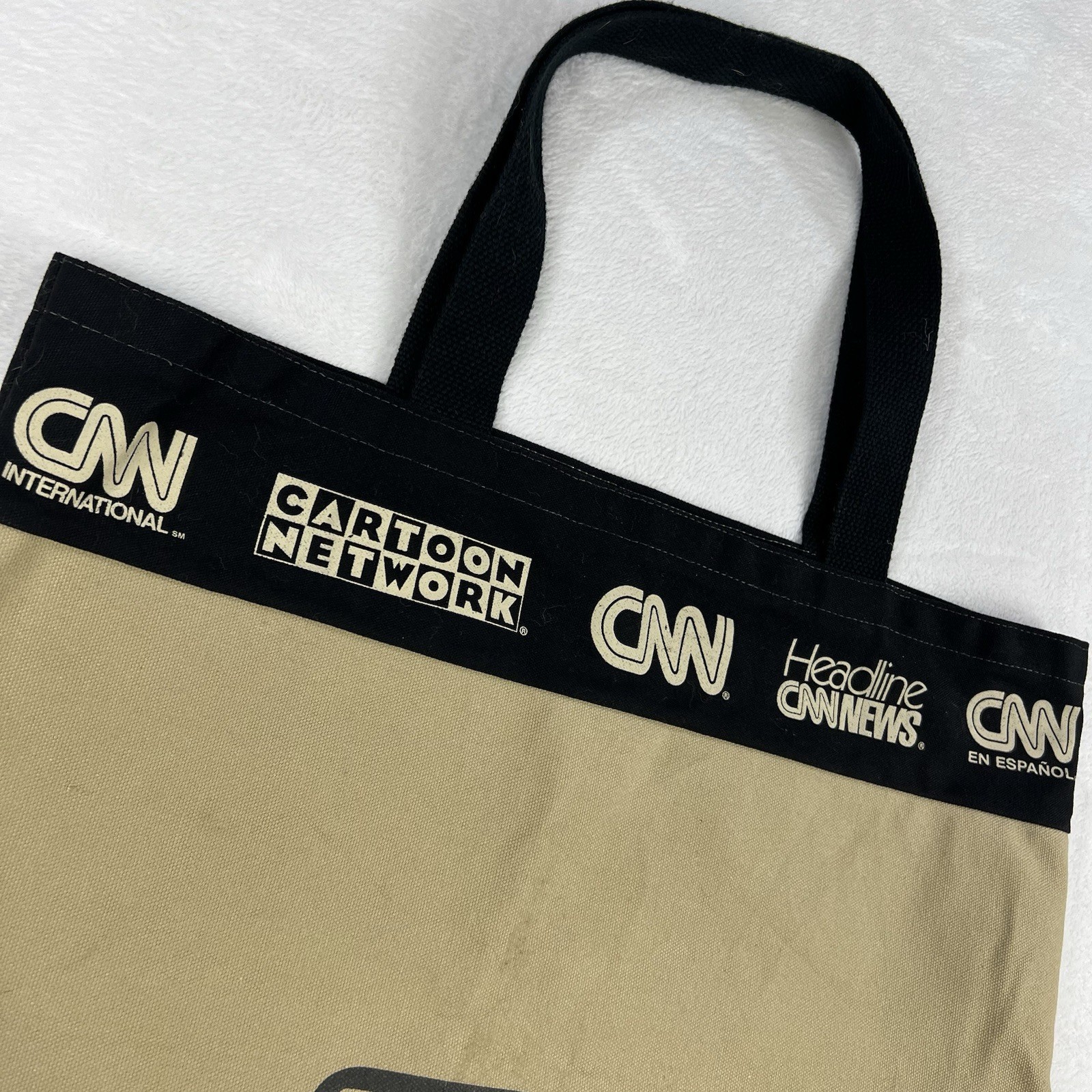 Vintage 90s Turner Broadcasting Large Tote Bag Cartoon Network TNT TBS USA Made