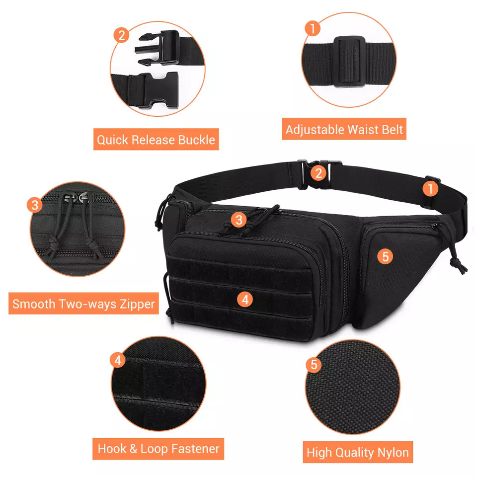 Outdoor Concealed Carry Fanny Pack Holster Tactical Military Waist Pouch Gun Bag