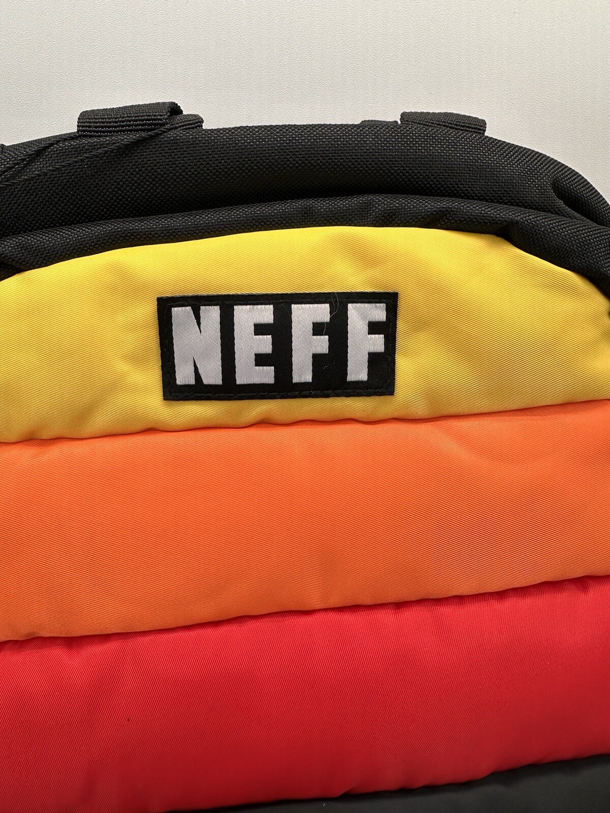New 18” Neff Puffer Backpack Black Orange Yellow Red School Laptop Retro