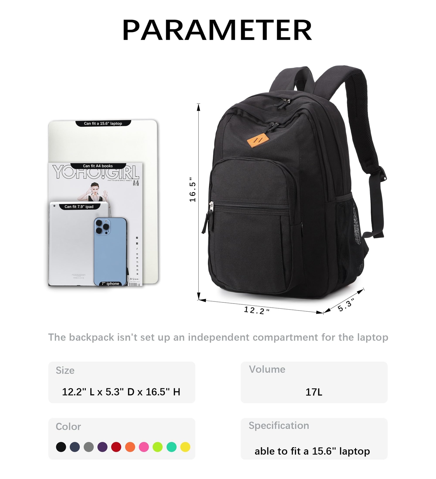 abshoo Classical Basic Travel Backpack For College Water Resistant Bookbag B…