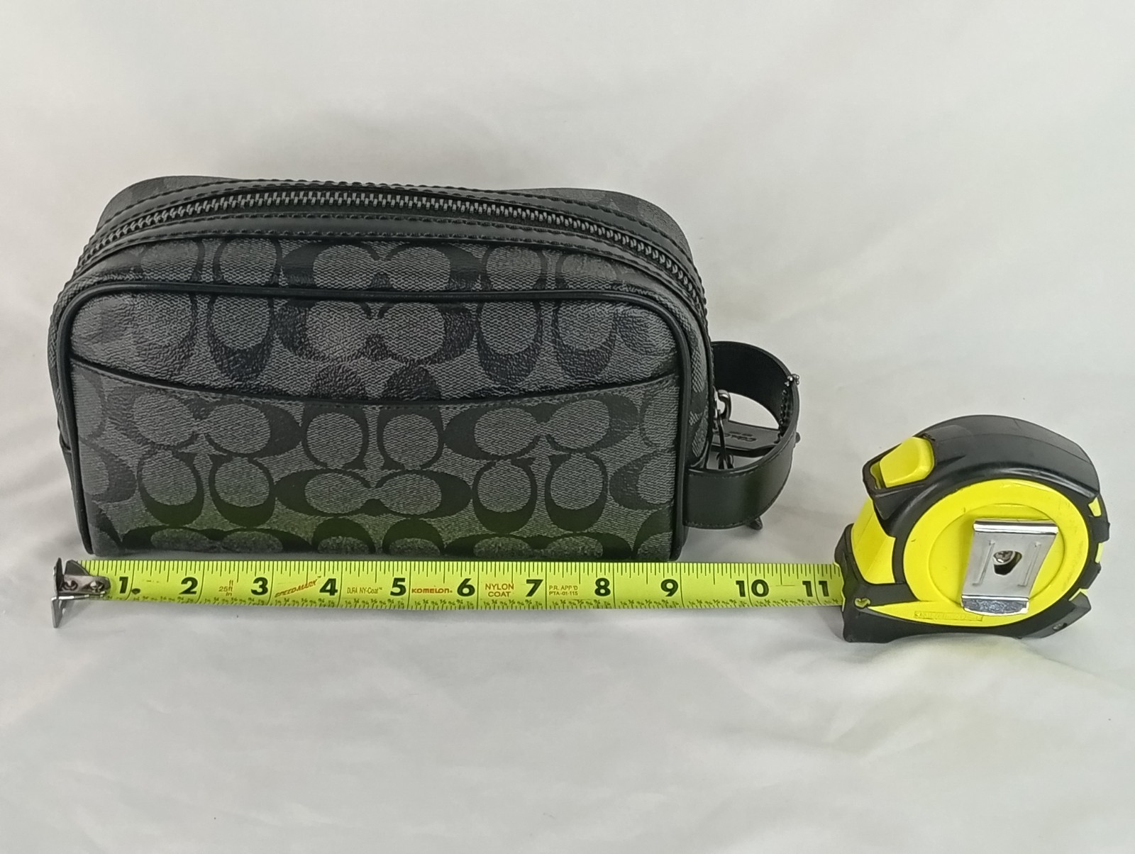 Pre-Owned Coach Signature Canvas Small Travel Kit Toiletry Bag Charcoal Black