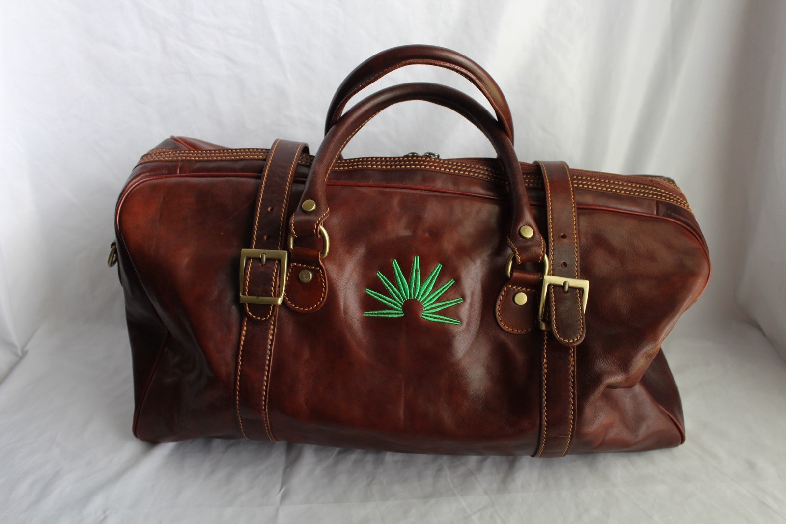 Genuine Leather Duffle Bag Brown Made In Italy Travel Bag 21”x10”x10”