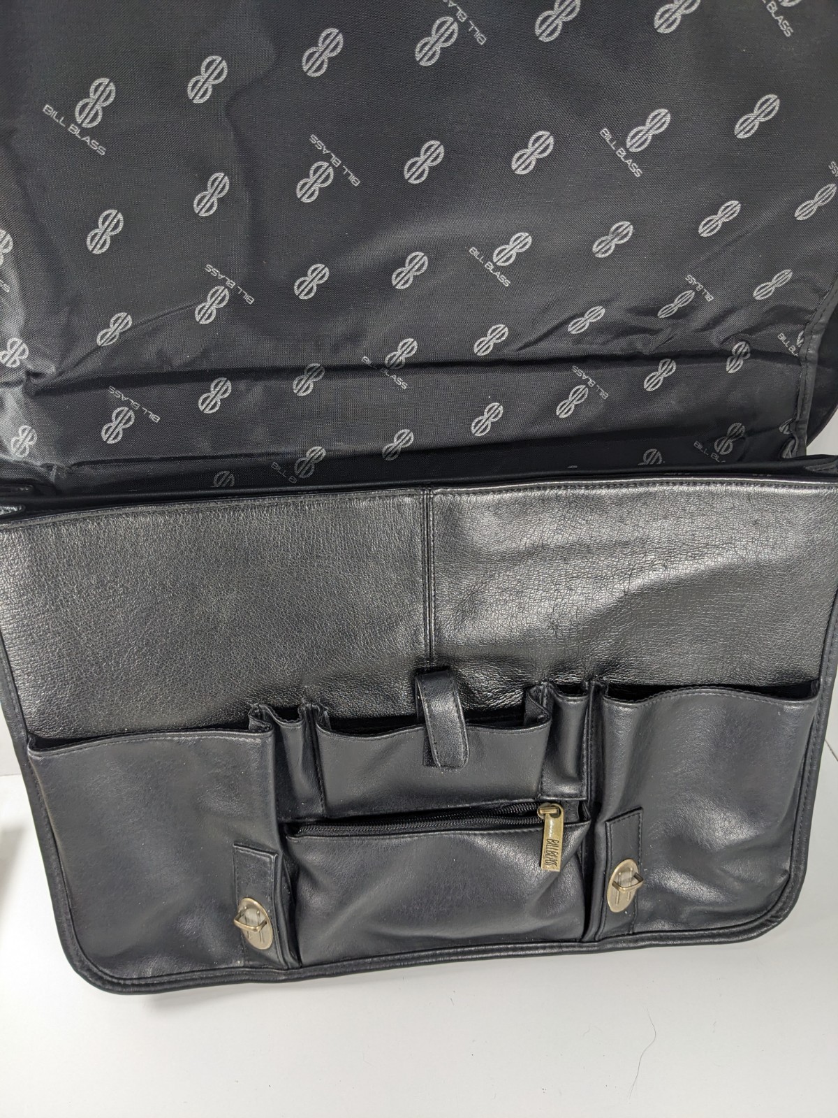 BILL BLASS Black Leather Laptop Messenger Travel Briefcase Shoulder Bag VTG