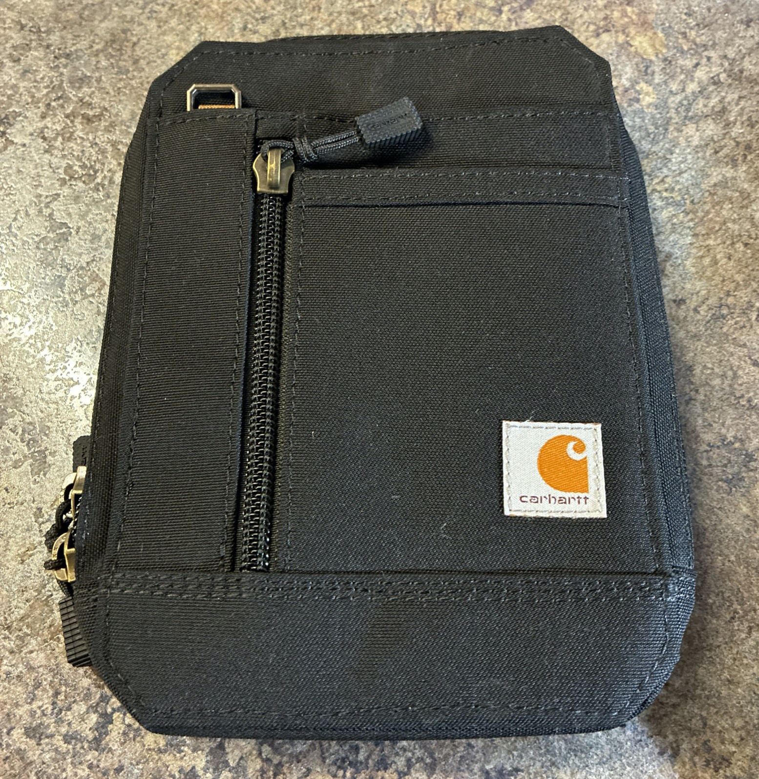 Carhartt Nylon Duck Crossbody Travel Wallet Black Water Resistant WW0396 EUC