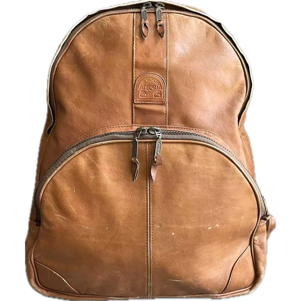 Vintage 90s W.K. Leathers Custom Backpack Colombia Error Patina Artisan OOAK