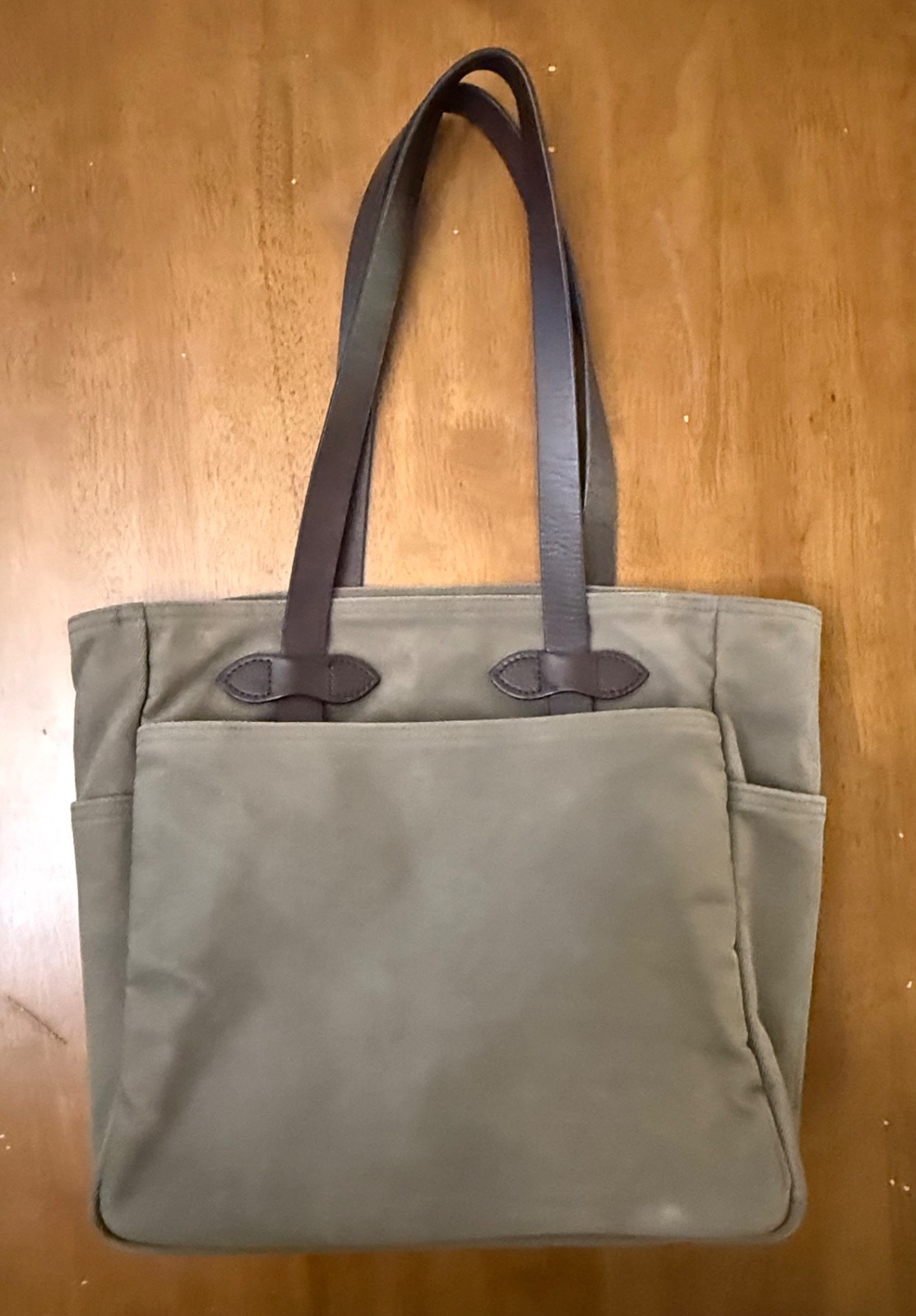 Filson 260 Open Tote Bag Otter Green Rugged Twill Leather Made in USA