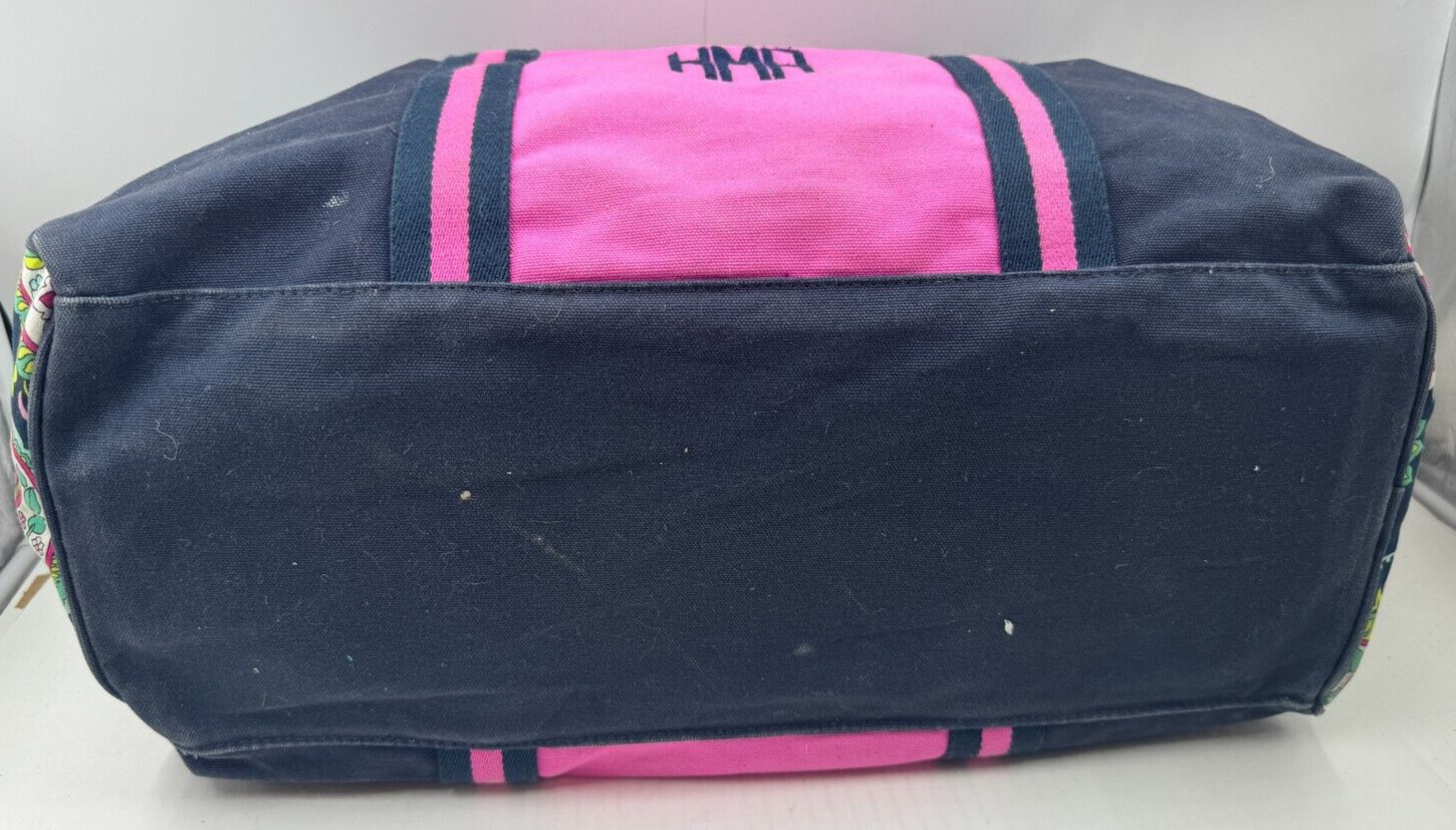 Vera Bradley Weekender Handbag Blue Pink Duffle Shoulder Bag