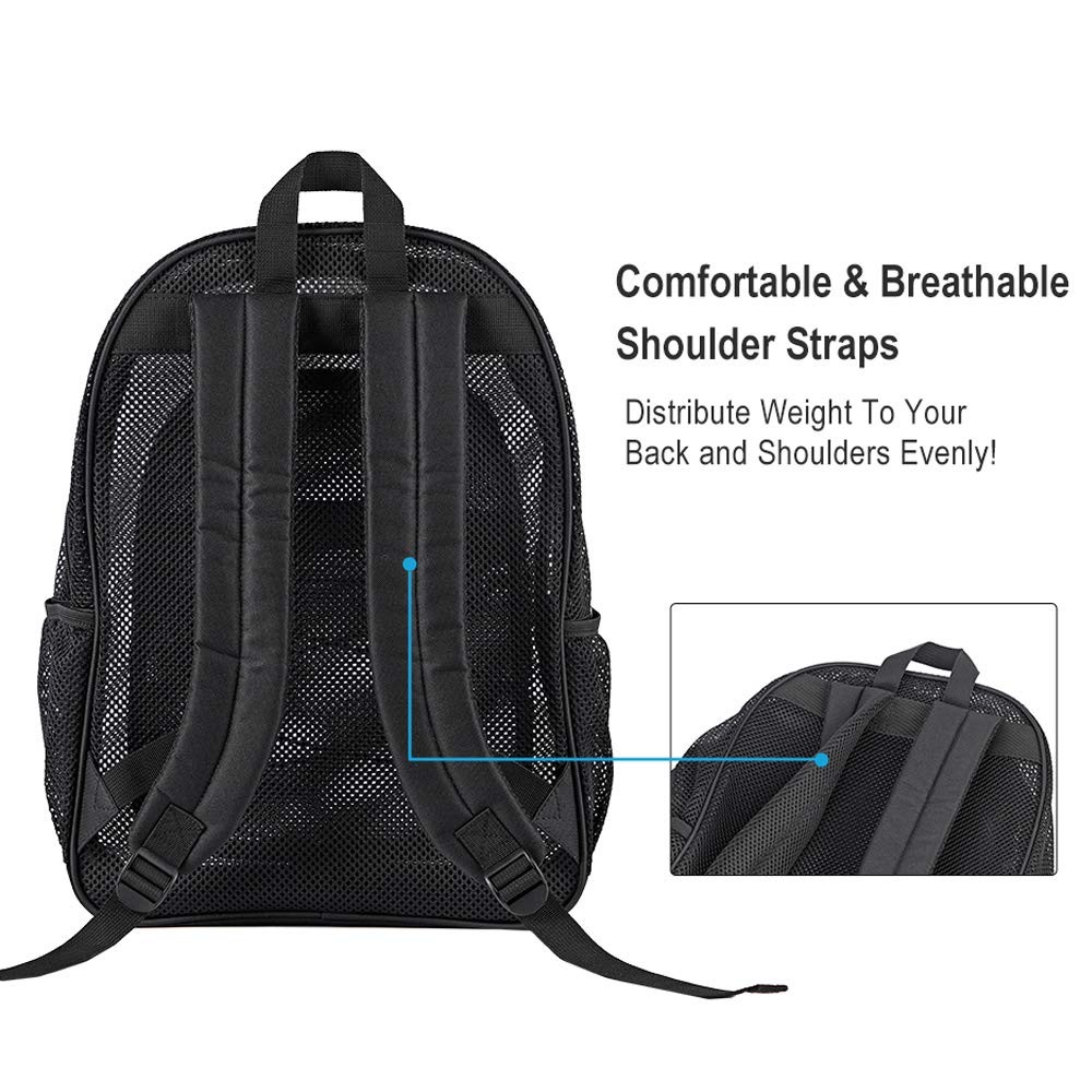 Heavy Duty Mesh Backpack See through College Backpack Semi-Transparent Mesh bag