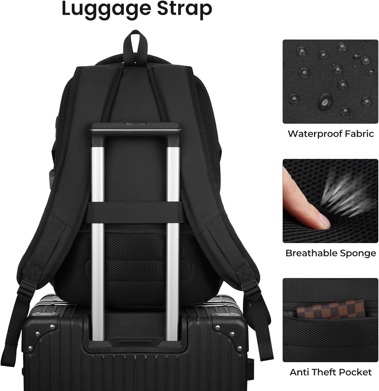 Black Backpack for Men and Women, Laptop Backpack, School Backpack for Boys and