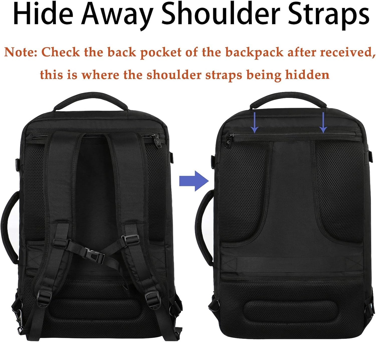 Carry On Backpack Water Resistant Lightweight Travel Bag 40L for Men Women