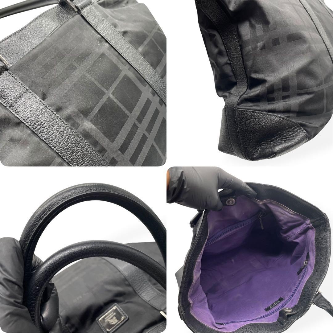 Authentic Burberry Black Label Tote Bag 34cm x 45cm Business Bag Black Leather/N