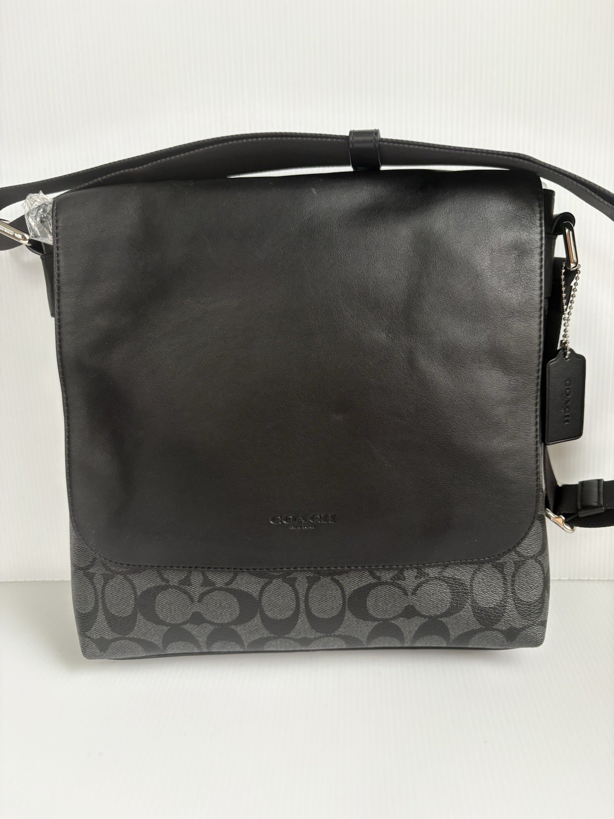 Coach F54771 Charles Small Messenger Bag Charcoal/Black EUC