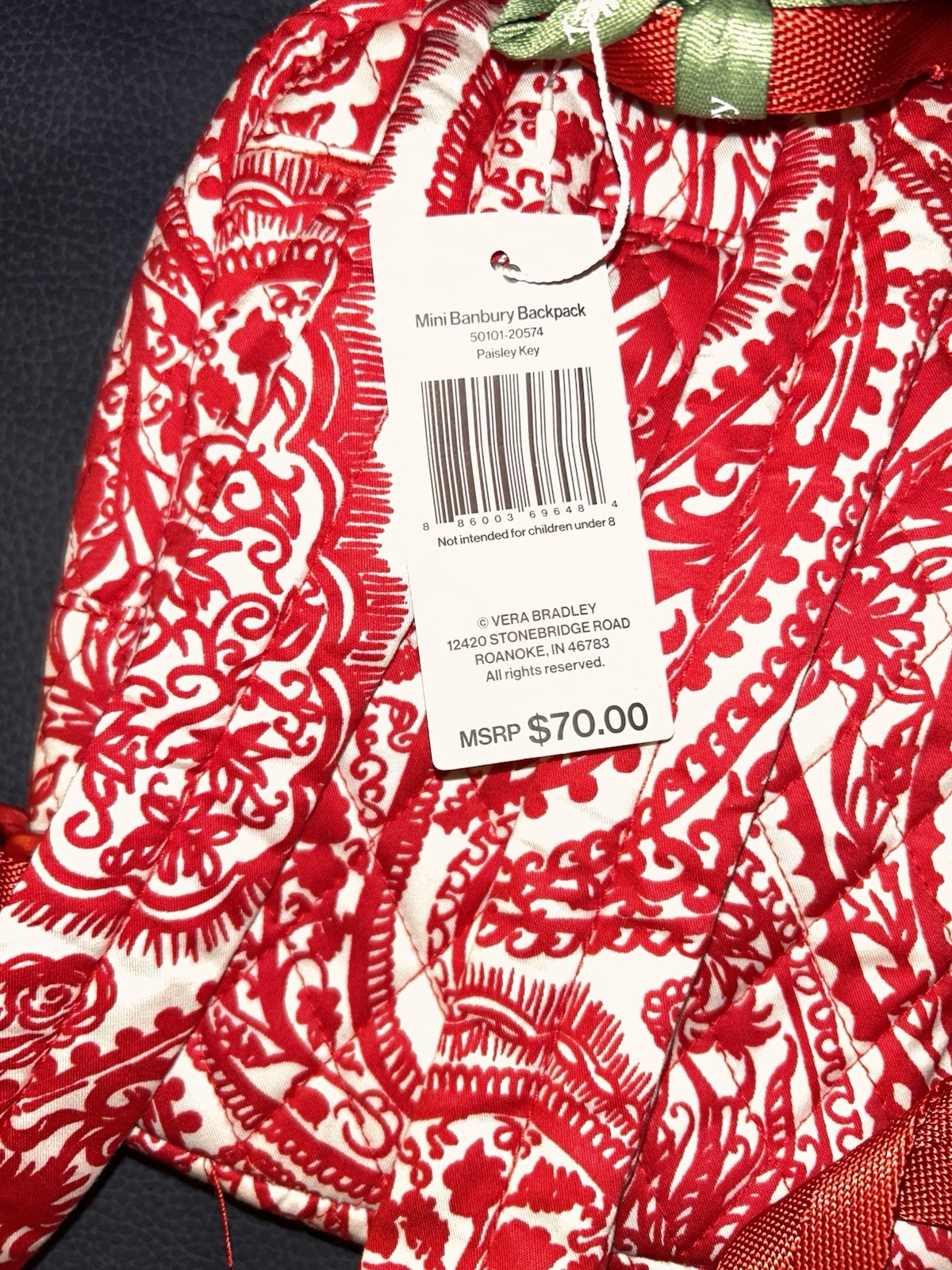 Vera Bradley Mini Banbury Backpack NEW NWT Paisley Key Red Eggshell Small Bag