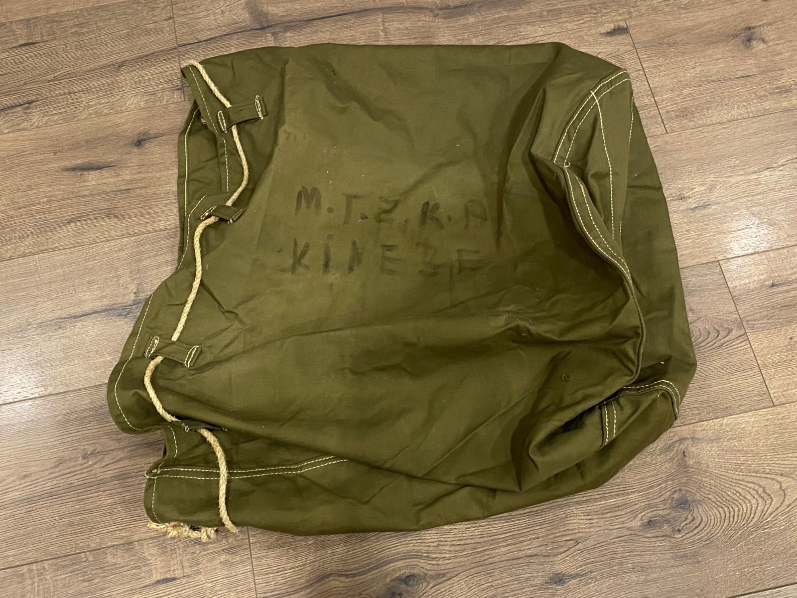 VINTAGE ALBANIA HUGE SOLDIER GREEN BAG SACK ARMY MILITARY COMMUNIST ERA #0535