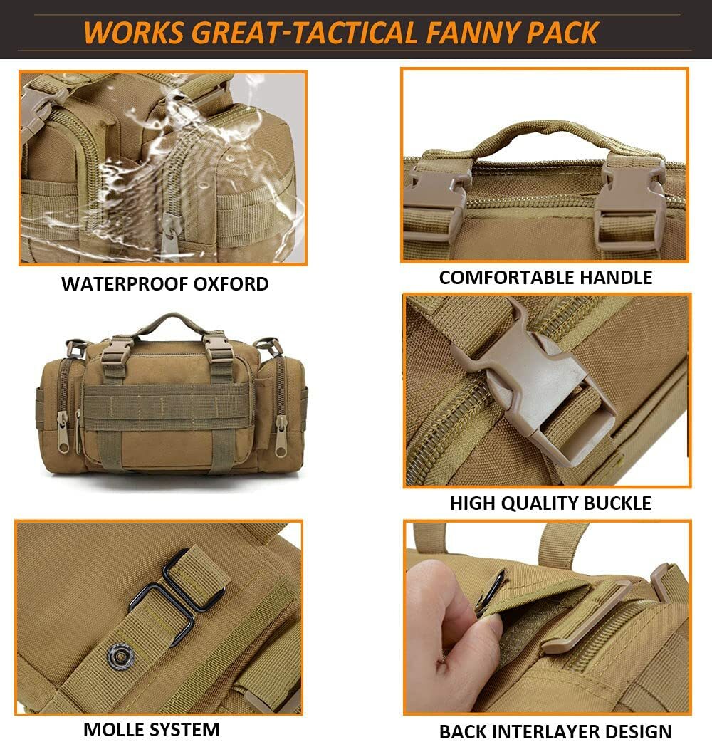 Outdoor Military Tactical Waist Pack Waterproof Camping Hiking Backpack Pouch US
