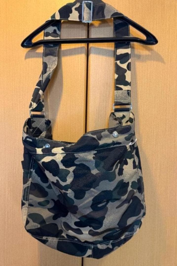 BAPE Mixed 1st Camo Shoulder Bag Green-Yellow Camo, Pre-owned