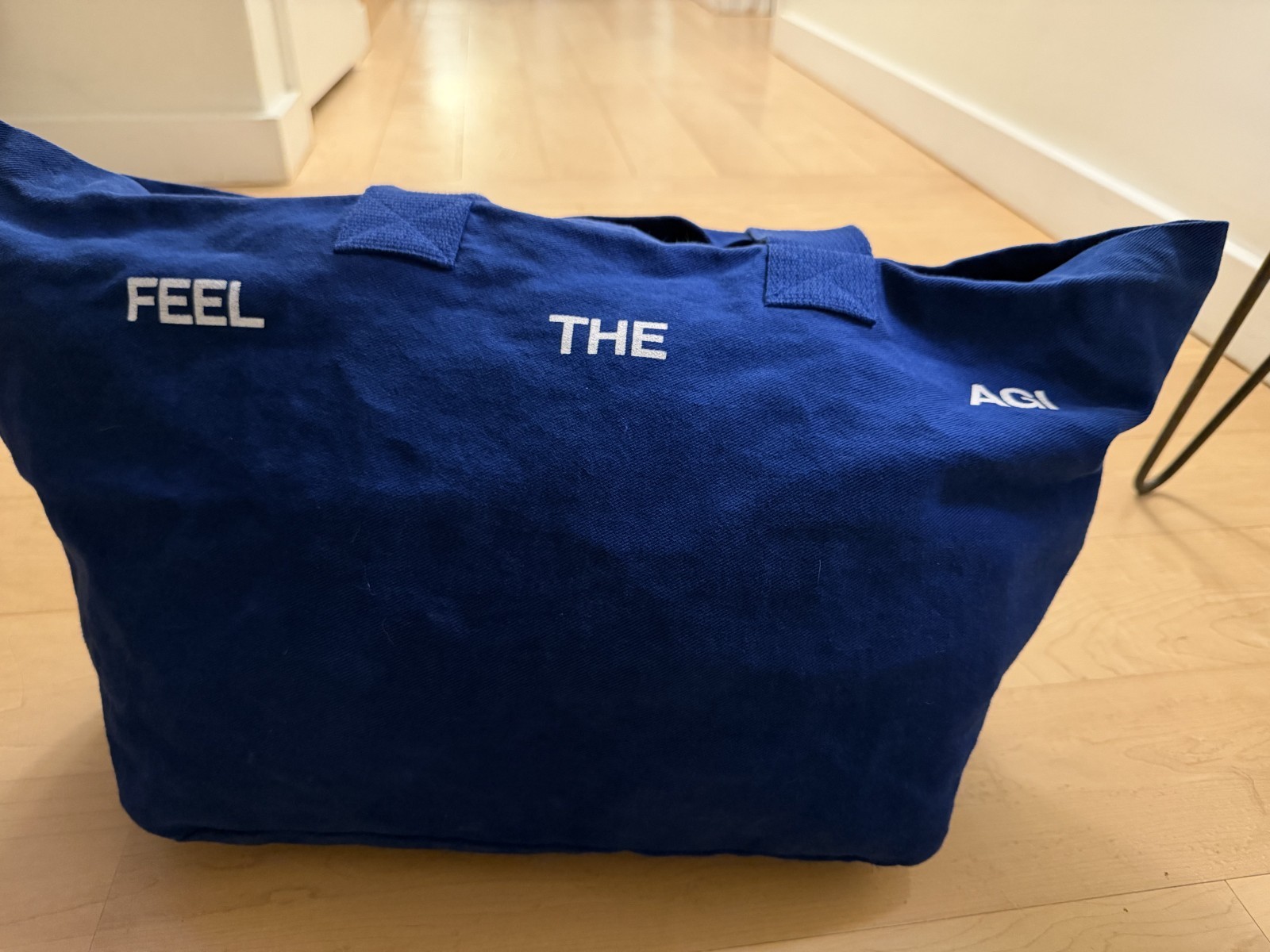 OpenAI official employee merch swag – blue Feel the AGI tote bag