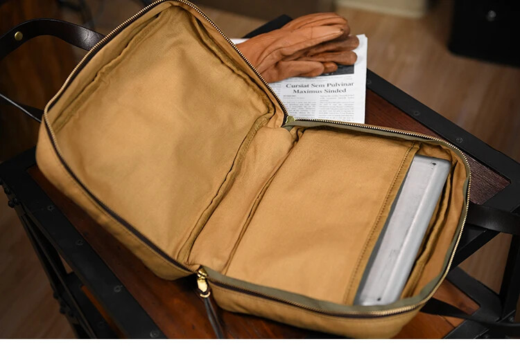 Oil Waxed Canvas Small Briefcase Size 31*22*7cm Casual Handheld Bag