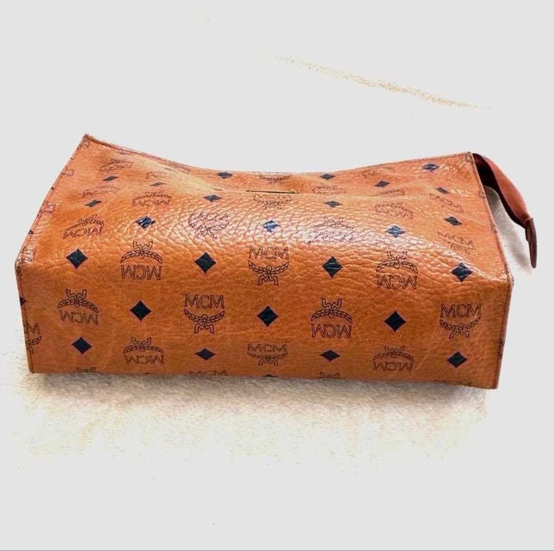 MCM Clutch Second Bag Small Logo Leather Brown Unisex Men’s USED FROM JAPAN