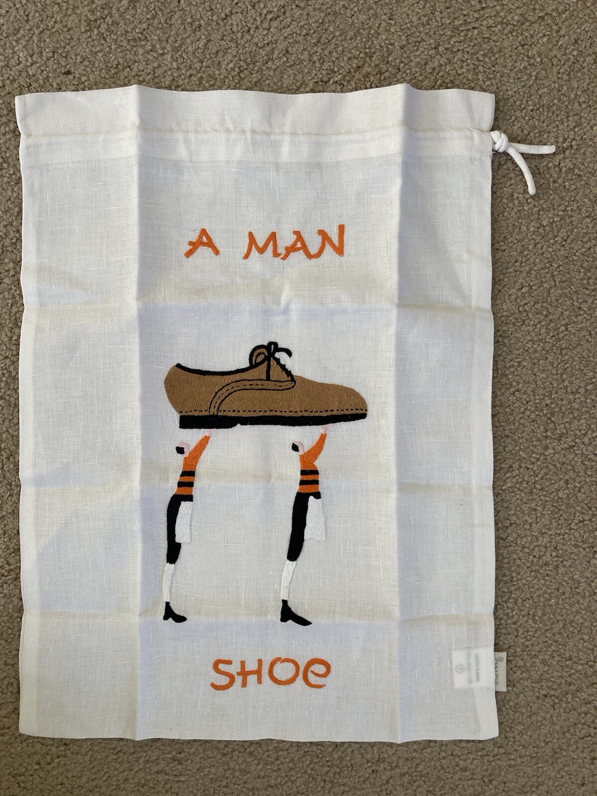 Embroidered Men’s Linen Shoe Bag, inspired by Laura Stoddart