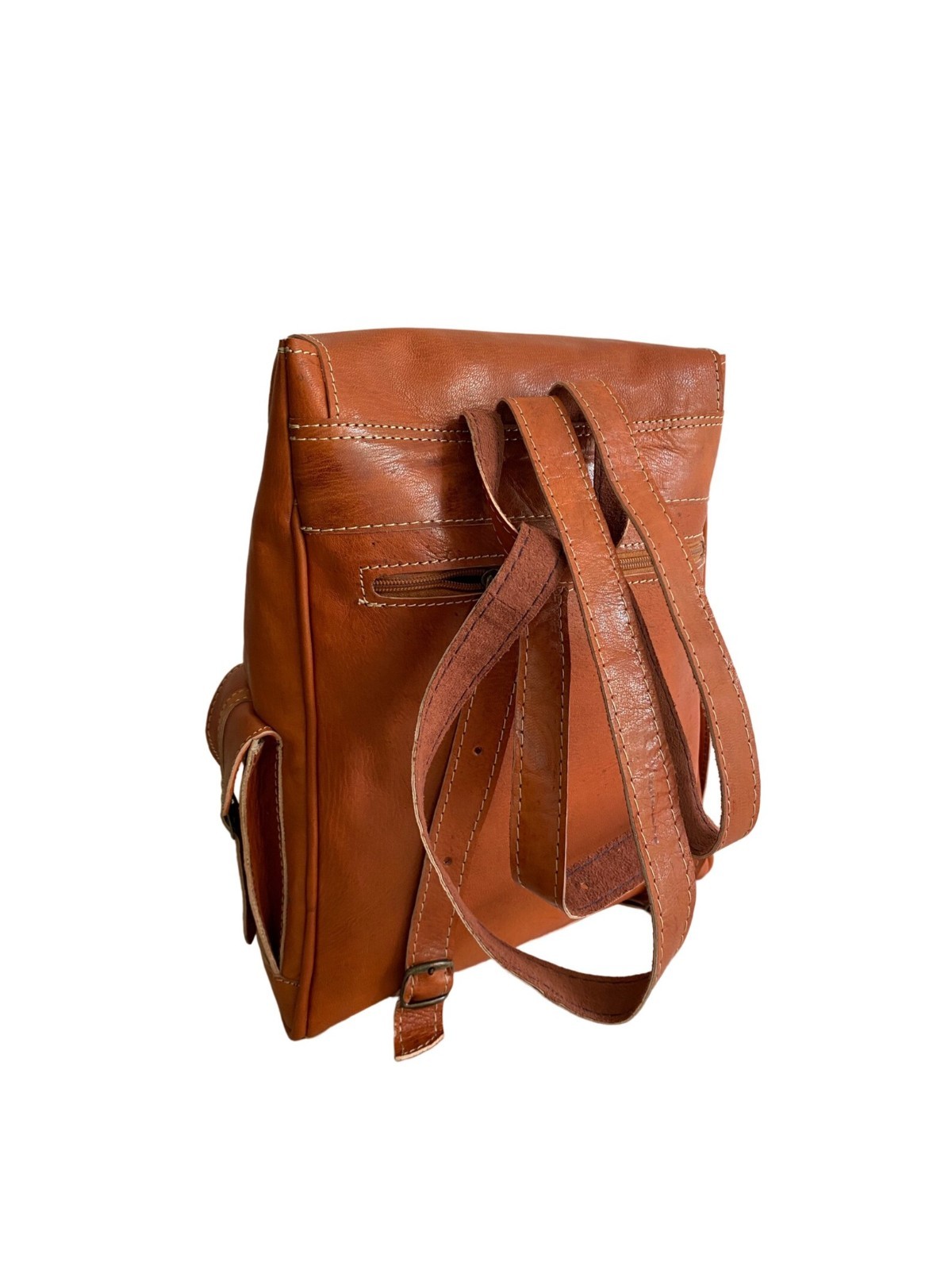 Handcrafted Genuine Leather & Red Kilim Backpack – Tobacco Leather | Leather