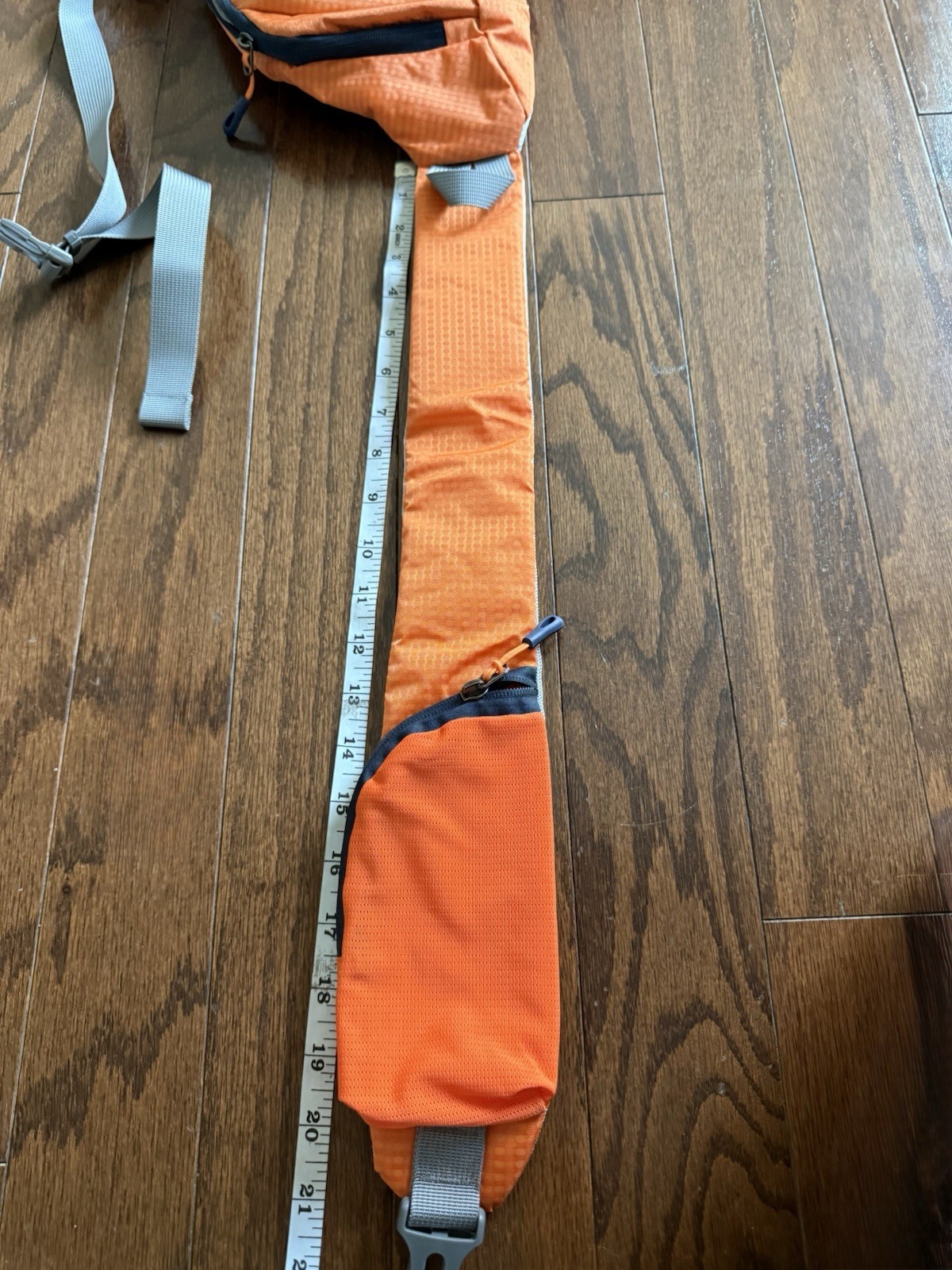 Apex Orange/Gray Sling Crossbody Bag Adjustable Strap Zip Pockets Buckle