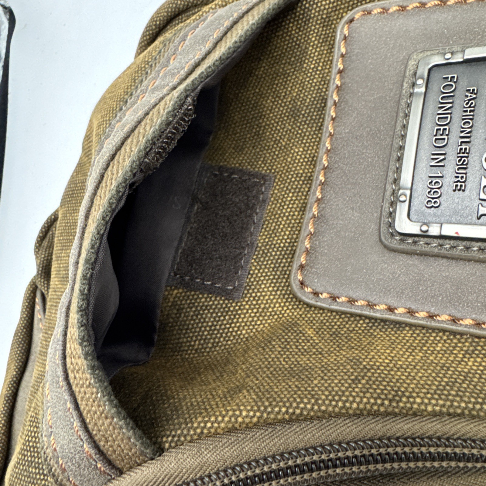 Rugged Ruil Hengli Brown Canvas Crossbody Bag With Adjustable Strap (87)