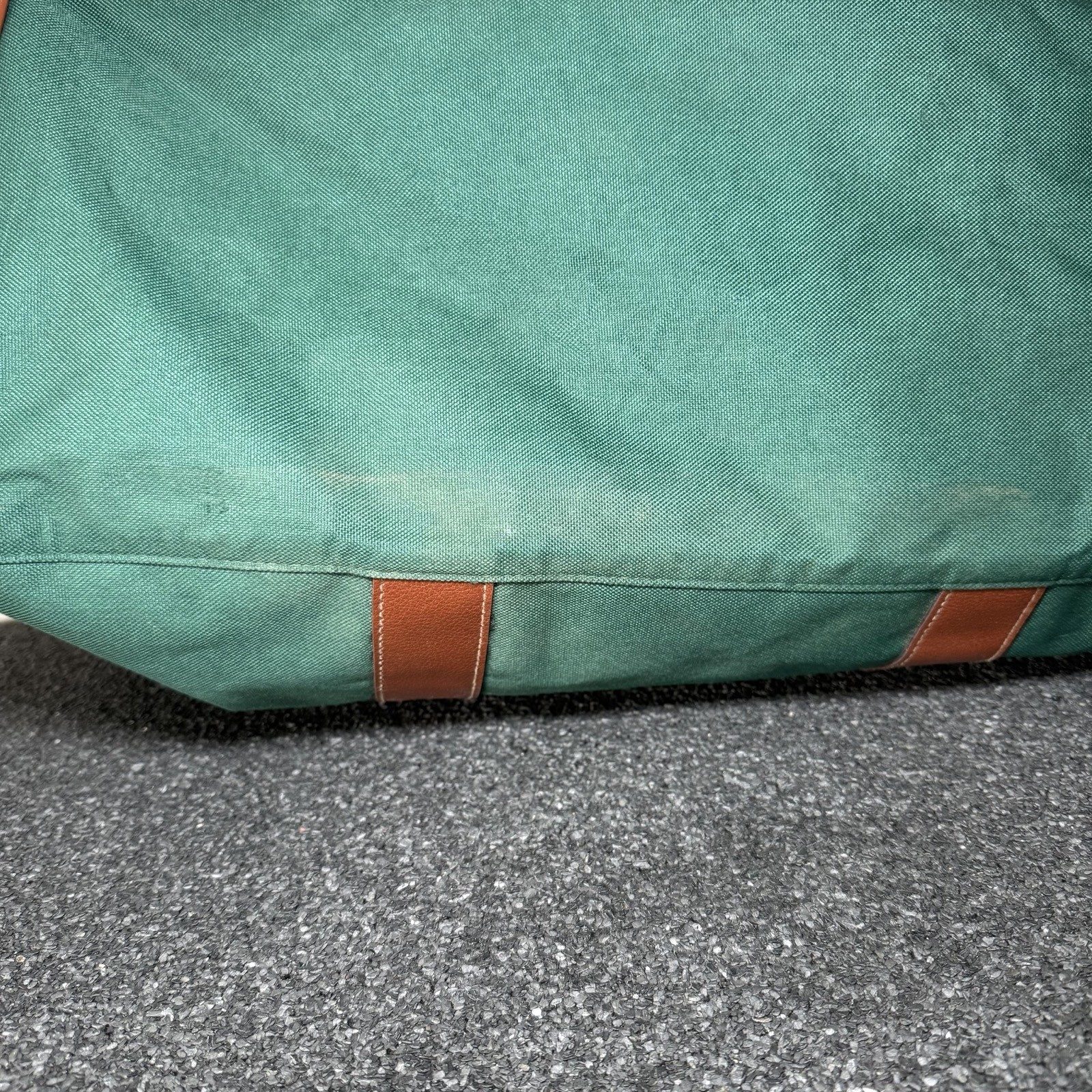 Vintage Ralph Lauren Weekender Duffel Bag Canvas Green Brown Leather Trim Travel